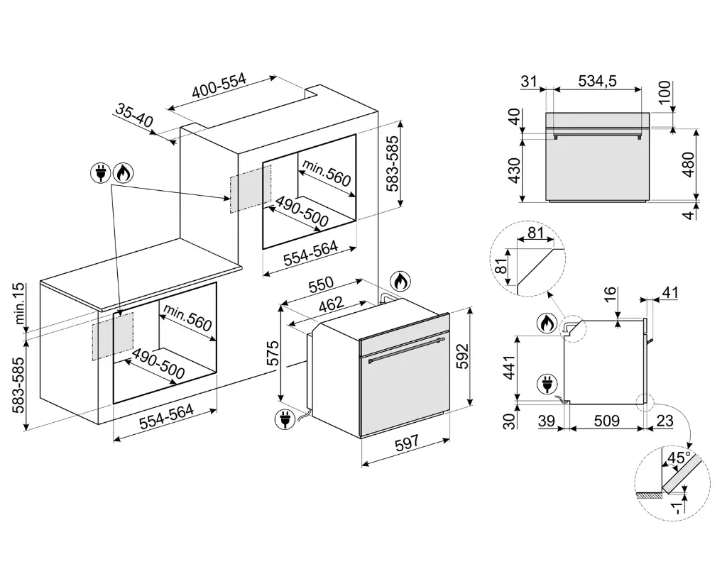Horno de gas Smeg SF6341GGXK