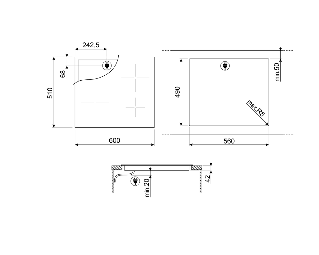 Parrilla Electrica 4 Zonas de Cocción SMEG SE264TD1