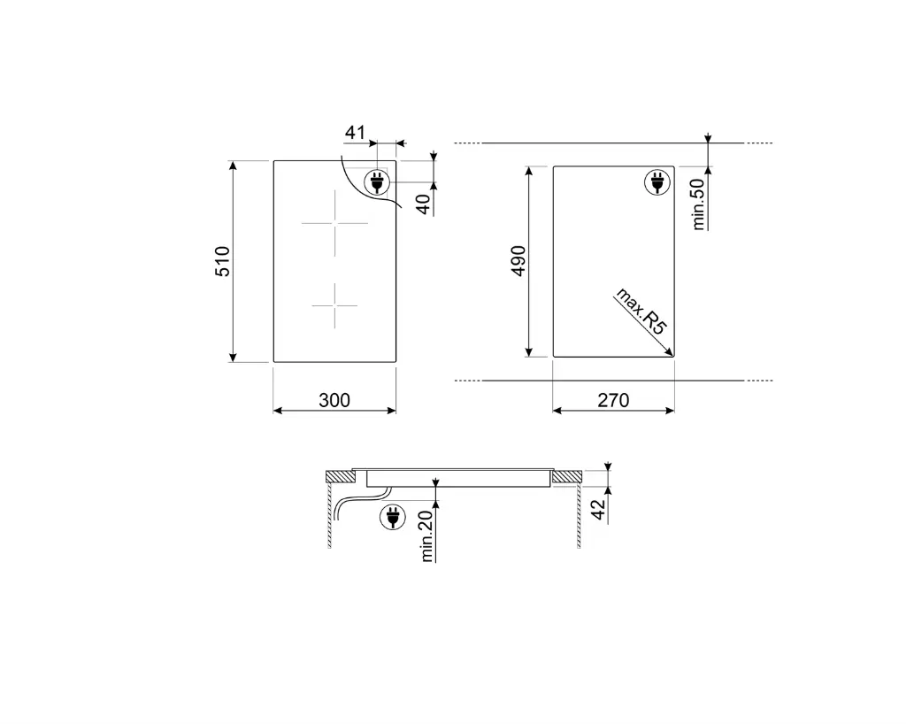 Domino Vitrocerámico 2 Zonas de Cocción SMEG SE232TD1