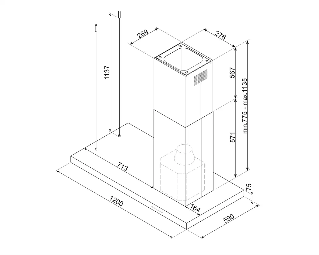 Campana de isla SMEG KLTI12L4MB