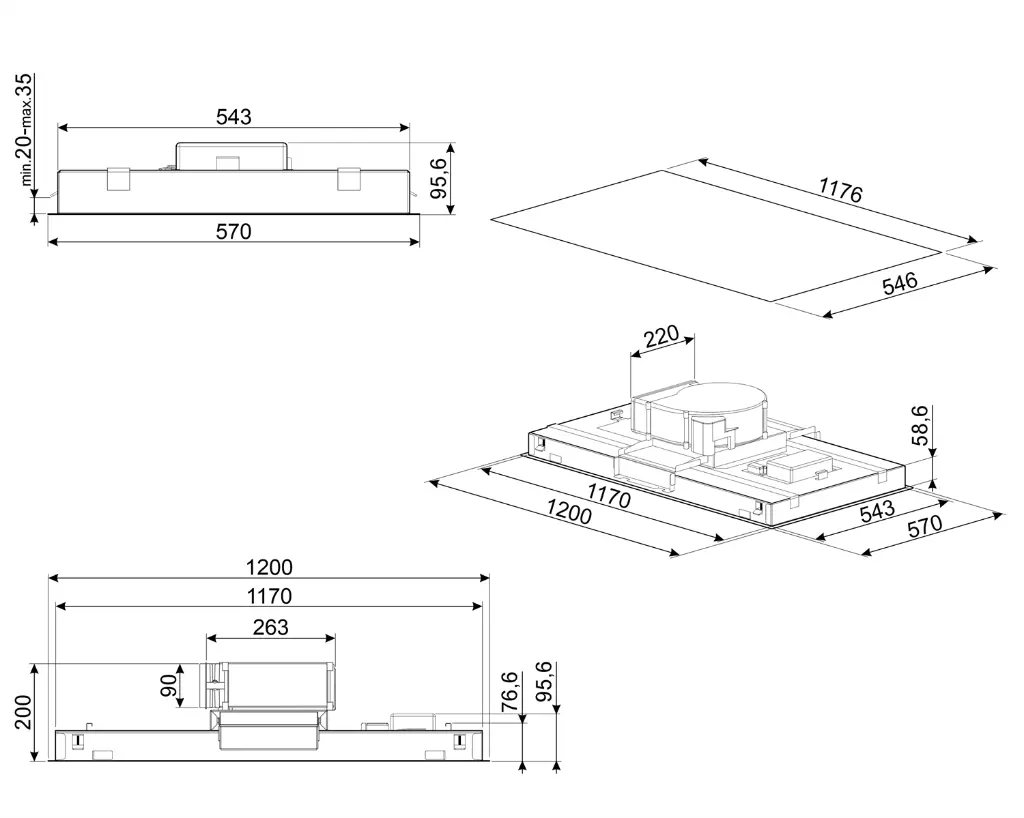 Campana de techo SMEG KLT12L4WH