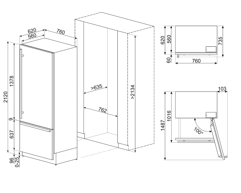 Columna Refrigerador Inox SMEG RSDU30RX
