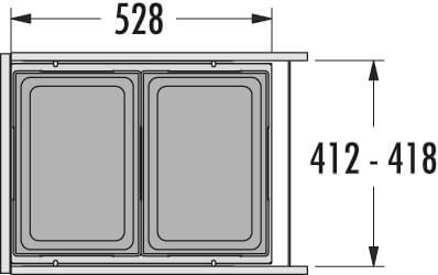 Bote basurero extraíble EURO CARGO-ST para gabinete de 450 mm. Cap total 70 L/ 2 botes de 35 L