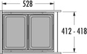 Bote basurero extraíble EURO CARGO-ST para gabinete de 450 mm. Cap total 70 L/ 2 botes de 35 L